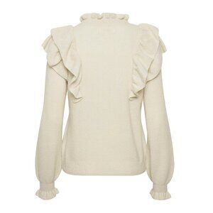 PART TWO Sweater Womens XS Cream Kamile Whitecap Alpaca Wool Ruffle Pullover